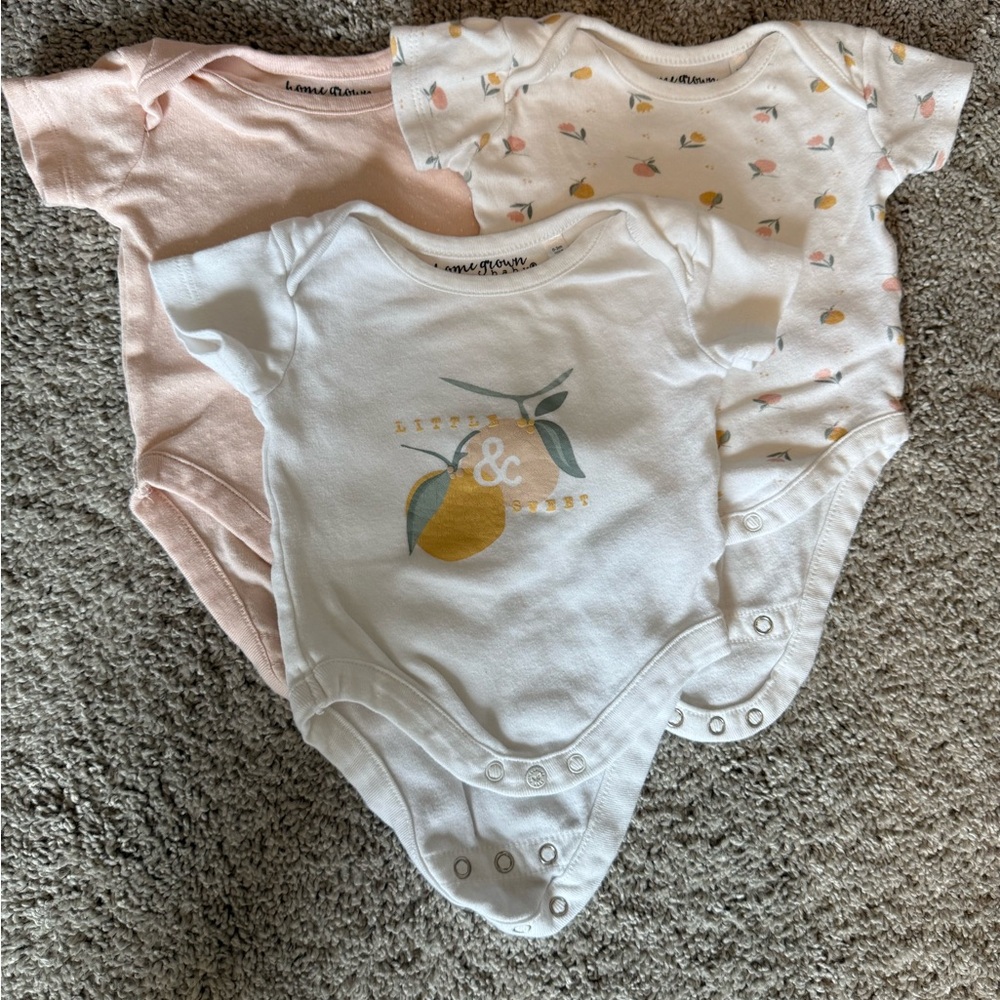Baby Bodysuit Trio - Pink, White, and Cream